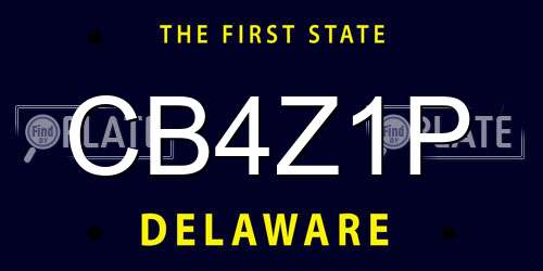 CB4Z1P Delaware License Plate