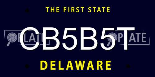 CB5B5T Delaware License Plate