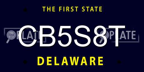 CB5S8T Delaware License Plate