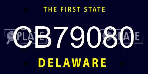 CB79080 Delaware License Plate
