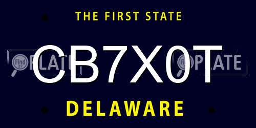 CB7X0T Delaware License Plate
