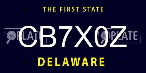 CB7X0Z Delaware License Plate