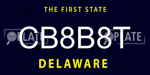 CB8B8T Delaware License Plate