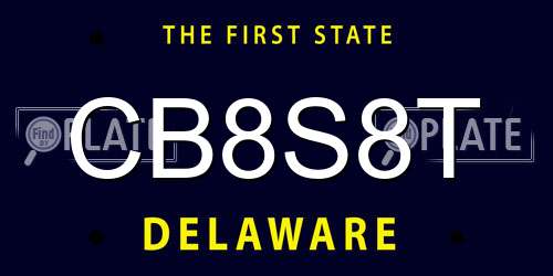 CB8S8T Delaware License Plate