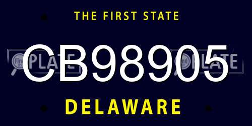 CB98905 Delaware License Plate