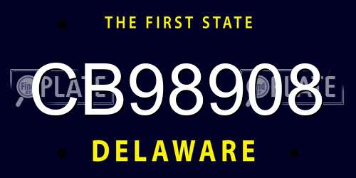 CB98908 Delaware License Plate
