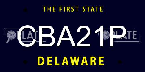 CBA21P Delaware License Plate