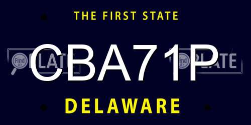 CBA71P Delaware License Plate