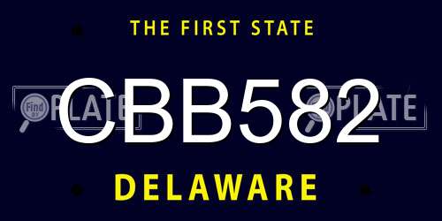 CBB582 Delaware License Plate
