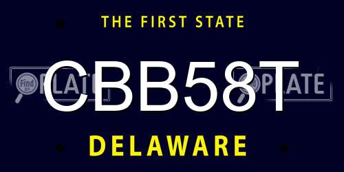 CBB58T Delaware License Plate