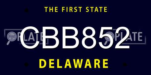 CBB852 Delaware License Plate