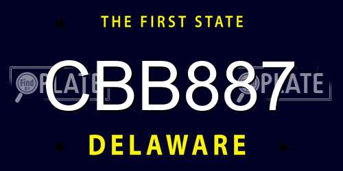 CBB887 Delaware License Plate