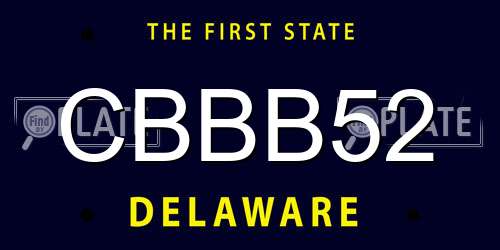 CBBB52 Delaware License Plate