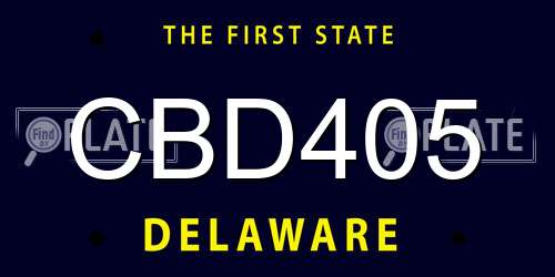 CBD405 Delaware License Plate