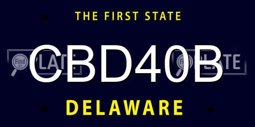 CBD40B Delaware License Plate