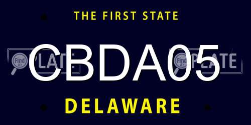 CBDA05 Delaware License Plate