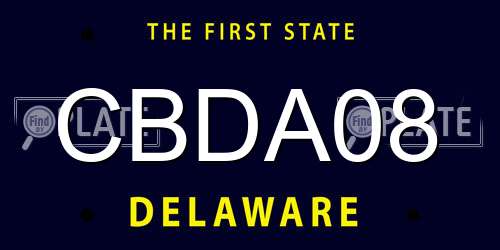 CBDA08 Delaware License Plate