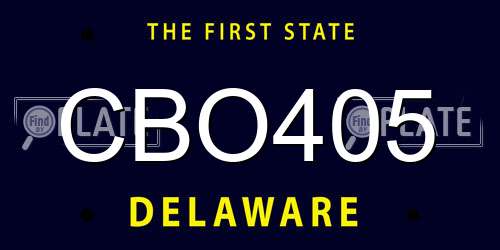 CBO405 Delaware License Plate