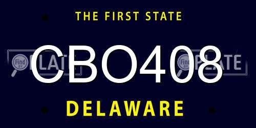 CBO408 Delaware License Plate