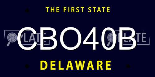 CBO40B Delaware License Plate