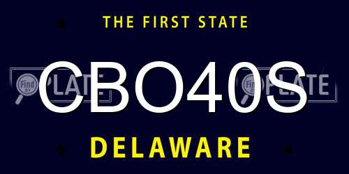 CBO40S Delaware License Plate