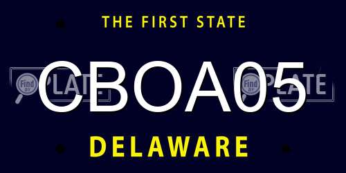 CBOA05 Delaware License Plate