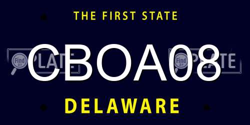 CBOA08 Delaware License Plate