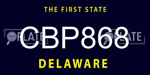 CBP868 Delaware License Plate