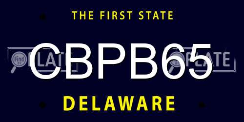 CBPB65 Delaware License Plate