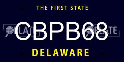 CBPB68 Delaware License Plate