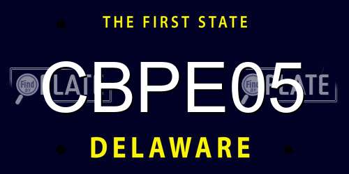 CBPE05 Delaware License Plate