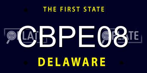 CBPE08 Delaware License Plate