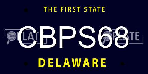CBPS68 Delaware License Plate