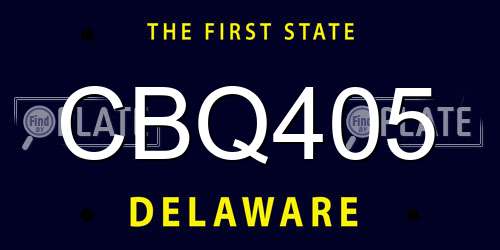 CBQ405 Delaware License Plate