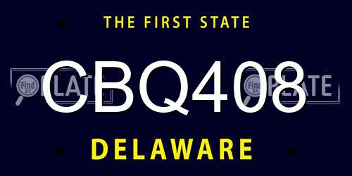 CBQ408 Delaware License Plate