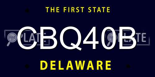 CBQ40B Delaware License Plate