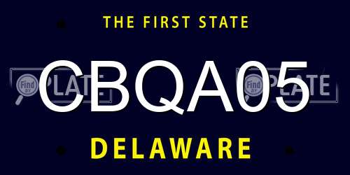 CBQA05 Delaware License Plate