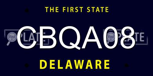 CBQA08 Delaware License Plate