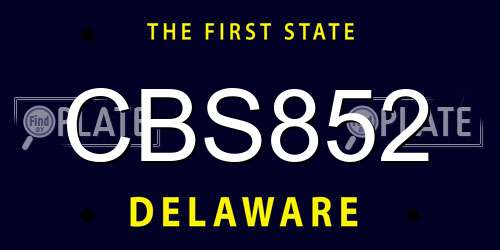 CBS852 Delaware License Plate