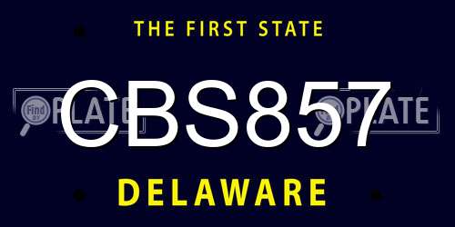 CBS857 Delaware License Plate