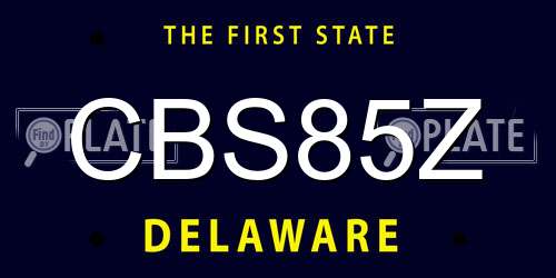 CBS85Z Delaware License Plate