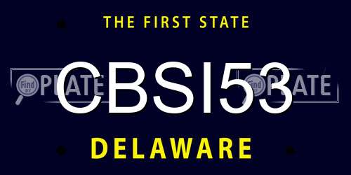 CBSI53 Delaware License Plate
