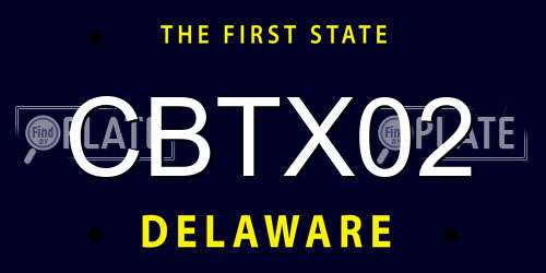 CBTX02 Delaware License Plate