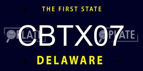 CBTX07 Delaware License Plate