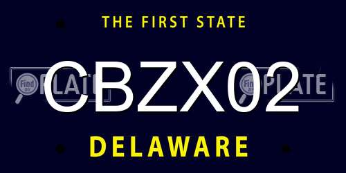 CBZX02 Delaware License Plate