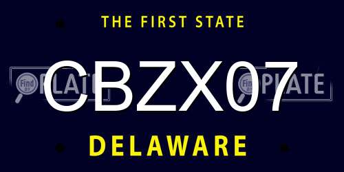 CBZX07 Delaware License Plate