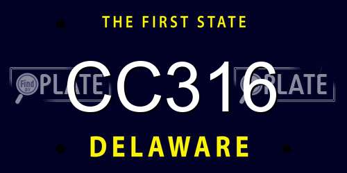 CC316 Delaware License Plate