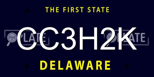 CC3H2K Delaware License Plate