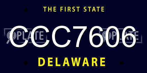 CCC7606 Delaware License Plate