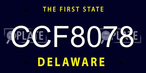CCF8078 Delaware License Plate